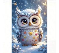 Shein 1 pieza [30*40cm/11.8*15.7in] Kit de pintura de diamantes acrílicos 5D, patrón de búho, adecuado para principiantes adultos DIY Mosaico de arte de dia