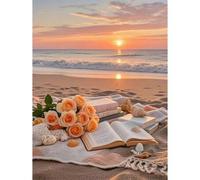 Shein 1 pieza [30*40cm/11.8*15.7in] Kit de pintura de diamantes acrílicos 5D, patrón de playa romántica, adecuado para principiantes adultos DIY Mosaico de