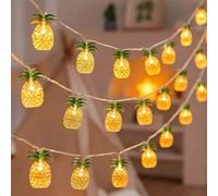 Shein 1 pieza 30m Guirnalda de luces LED con flamencos, piñas y palmeras, luces de hadas con pilas para decoraciones tropicales de fiestas, piscinas, playas