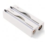 Shein 1 pieza 33.2*14*7cm Dispensador de envoltorio de bambú, Contenedor de almacenamiento de papel de aluminio y film transparente con 2 cortadores, forma