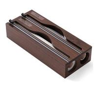 Shein 1 pieza 33.2*14*7cm Dispensador de envoltorio de bambú, Contenedor de almacenamiento de papel de aluminio y film transparente con 2 cortadores, Forma