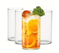 Shein 1 pieza/4 piezas, 450ml/550ml Vaso de vidrio transparente para bebidas frías, refrescos, jugo de frutas, leche