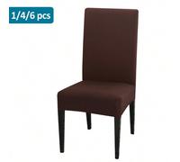 Shein 1 pieza/4 piezas/6 piezas/8 piezas/10 piezas Fundas de silla de unicolor de seda de leche, funda elástica de poliéster para silla de comedor