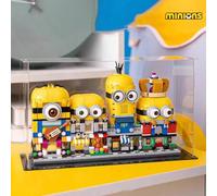 Shein 1 pieza/4 piezas Bloques de construcción de rompecabezas de Minions, juego de construcción de escena callejera creativa, regalo de cumpleaños