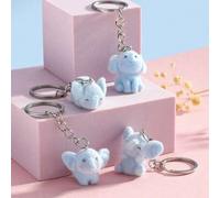 Shein 1 pieza/4 piezas Lindo llavero de elefante azul 3D con felpa, adorable pareja de animales de dibujos animados ornamentales, colgante para bolso/teléfo