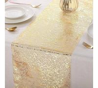 Shein 1 pieza/6 piezas Mantel rectangular de poliéster dorado metálico brillante de 28x275cm, decoración para bodas, cumpleaños, decoración del hogar