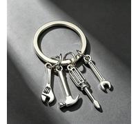 Shein 1 pieza/6 piezas Mini herramienta de reparación llavero de metal martillo llave inglesa destornillador combinación colgante producto creativo nuevo re