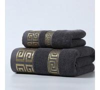 Shein 1 pieza 70*140cm Toalla de lujo clásica de jacquard súper absorbente; 1 pieza 34*75cm Toalla de rostro suave - Patrón geométrico de moda, fácil cuidad