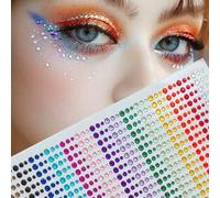Shein 1 pieza 900 píldoras Pegatinas con gemas brillantes de colores arcoiris en 3D para pegar en la cara para Festivales de Música, estilo Y2K, bodas, fies