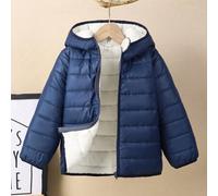 Shein 1 pieza Abrigo acolchado con capucha con cremallera frontal, ajuste relajado y versátil para niños pequeños, adecuado para volver al colegio, cumpleañ