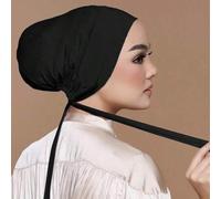 Shein 1 pieza accesorio de hijab de unicolor debajo de la tapa de abayas para mujeres, banda para la cabeza de modal con cordón elástico y nudo ajustable, a