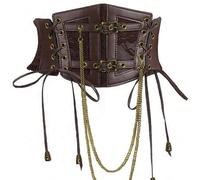 Shein 1 pieza Accesorio de Renacimiento para mujer, Correa de estilo gótico de cuero sintético de color café oscuro, Adecuado para fiesta de Halloween o uso