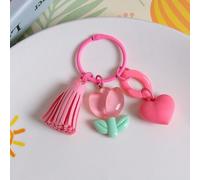 Shein 1 pieza Accesorio llavero colgante de resina de poliéster con forma de tulipán y corazón para bolsos, llaveros, accesorios, decoración para adolescent