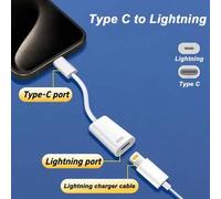 Shein 1 pieza Adaptador de carga rápida de 60W PD con conector USB-C macho a Lightning hembra compatible con iPhone 17 Pro Max/17 Pro/17/Air/16/15, S25/S24/