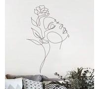 Shein 1 pieza Adhesivo de pared autoadhesivo de PVC a prueba de agua con patrón de línea simple, flor y mujer para decoración de sala de estar, dormitorio,