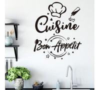 Shein 1 pieza Adhesivo de pared con texto en francés para cocina o comedor, calcomanía con cita "Bon Appetit", decoración del hogar DIY, pintura para dormit