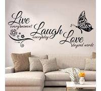 Shein 1 pieza Adhesivo de pared con una bella mariposa y palabras inspiradoras, pegatinas de PVC extraíbles para dormitorio y sala de estar, decoración del