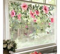 Shein 1 pieza Adhesivo de ventana removible de PVC con flores coloridas para alegrar su hogar u oficina, adhesivos, calcomanías de pared, calcomanías de vin