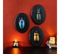 Shein 1 pieza Adorno colgante decorativo de la serie de escarabajos de colores, marco ovalado negro de resina ABS en forma de escarabajo hecho a mano, ideal