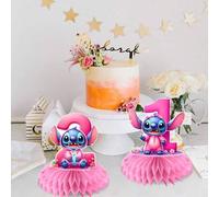 Shein 1 pieza Adorno con panal de números del 0 al 9 de la serie rosa del tema de Stitch de Disney a elegir, decoración de cumpleaños, decoración de la sala