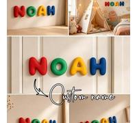 Shein 1 pieza Adorno personalizado con nombre colorido, letras impresas en 3D flexibles, decoración de la serie ABC divertida, modelo de letra 3D estilo de