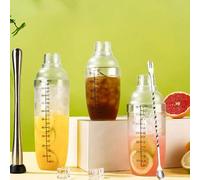 Shein 1 pieza Agitador, Agitador de plástico, Transparente, Plástico, Mezclador de bebidas manual Vaso agitador de té helado con escalas, Botella de agua pa