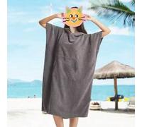 Shein 1 pieza Albornoz de toalla de felpa de unicolor, bata de baño con capucha de secado rápido de unicolor simple para adultos unisex, ligero y compacto p