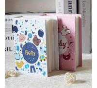 Shein 1 pieza Álbum de fotos para bebé de 6 pulgadas, 50 páginas interiores que pueden contener 100 fotos, registros manuscritos, álbum de hitos del bebé co