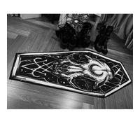 Shein 1 pieza Alfombra asimétrica de estilo gótico tipo ataúd de bufón oscuro antideslizante para dormitorio, decoración del hogar, decoración de Halloween