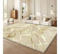 Shein 1 pieza Alfombra con patrón de textura de mármol con líneas geométricas modernas, alfombra de lujo creativa, alfombra de estilo INS | Lavable a máquin