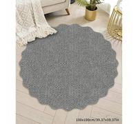 Shein 1 pieza Alfombra de anillo de piña ondulada gris moderna, alfombra de sala de estar con textura, alfombra de estilo Wabi-Sabi suave, alfombra resisten