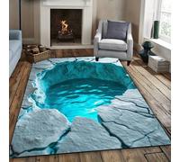 Shein 1 pieza Alfombra de área con ilusión 3D de piscina - Antideslizante, sin pelusa, impermeable, de fibra de poliéster duradera para sala de estar, dormi