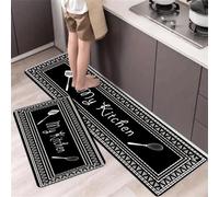 Shein 1 pieza Alfombra de cocina antideslizante con diseño de vajilla y letras, decoración del hogar