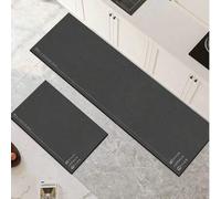 Shein 1 pieza Alfombra de goma suave para cocina, alfombra de cocina de 3.5 mm de grosor, diseño de vajilla de color gris oscuro, estilo minimalista moderno