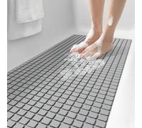 Shein 1 pieza Alfombra de material de PVC gris, antideslizante, fácil de limpiar, lavable a máquina con propiedades antimicrobianas, fuerte succión, drenaje