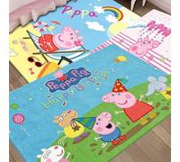 Shein 1 pieza Alfombra de piso de dibujos animados Peppa Pig lavable, decoraciones de fiesta para buenos amigos, el mejor regalo de vacaciones, decoración d