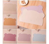 Shein 1 pieza Alfombra de silicona para bebé con diseño de oso de dibujos animados, unicolor, impermeable, para mesa y vajilla de bebé