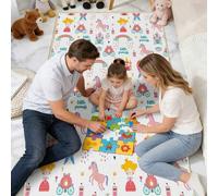 Shein 1 pieza Alfombra infantil, alfombra con patrón de castillo de unicornio de princesa, alfombra plegable antideslizante suave sin desprendimiento de fib