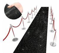 Shein 1 pieza Alfombra negra brillante con purpurina, 75cm*500/300/100cm Alfombra pasarela de grosor para decoración de fiesta de graduación, boda, exterior