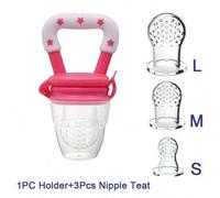 Shein 1 pieza Alimentador de comida para bebé rosa de silicona con clip para destete, dentición, entrenamiento y alimentación por sí mismo