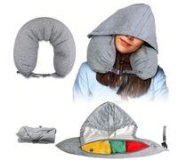 Shein 1 pieza Almohada de cuello ergonómica para viajar con bolsa de almacenamiento - Almacena ropa para 2-3 días y ahorra en exceso de equipaje, diseño aju