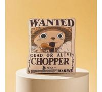 Shein 1 pieza Almohada de respaldo de 16 pulgadas de la serie clásica CHOPPER de One Piece, con un estilo de cartel de "Se busca" que tiene un gran valor de