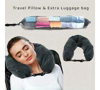 Shein 1 pieza Almohada de viaje ergonómica con bolsa de almacenamiento - Permite guardar ropa para 2-3 días y ahorra en exceso de equipaje, diseño ajustable