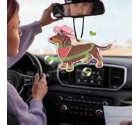 Shein 1 pieza Ambientador colgante de coche con diseño de perro salchicha de dibujos animados, tableta aromática con diseño de vaquero enamorado, fragancia