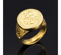 Shein 1 pieza Anillo chapado en oro de 18K vintage de moda para hombres y mujeres, símbolo de libertad y valentía, regalo de joyería de verano