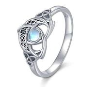 Shein 1 pieza Anillo con forma de luna de nudo celta de plata esterlina S925, estilo clásico elegante, anillo de contrato de amor, regalo de graduación, com