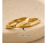 Shein 1 pieza Anillo con nombre de estilo minimalista personalizado, anillo de acero inoxidable, regalo del Día de San Valentín, anillo elegante personaliza
