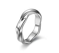 Shein 1 pieza Anillo de acero de titanio Mobius de acero inoxidable, textura premium hipoalergénica que no se desvanece, diseño de nicho INS, anillo de pare