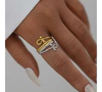 Shein 1 pieza Anillo de acero inoxidable con cruz clave de la vida egipcia para mujer, anillo abierto de moda duradero y único para uso diario y festividade