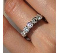 Shein 1 pieza Anillo de compromiso con diamante de moissanita brillante, Anillo de promesa de plata de ley 925, Anillo eterno, Regalo de joyería de lujo de